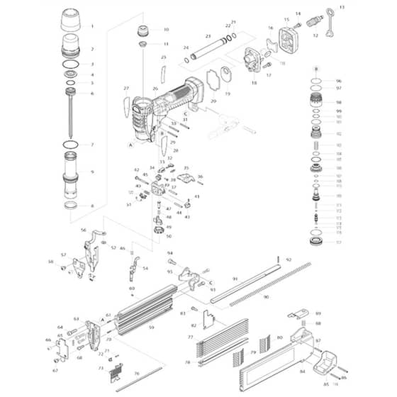 Makita AF550H - Brad Nailer - Power Tool Diagram