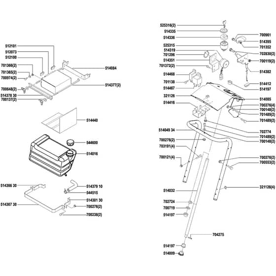 AL-KO Concord T11-75 - 110724 - Fuel Tank & Handles