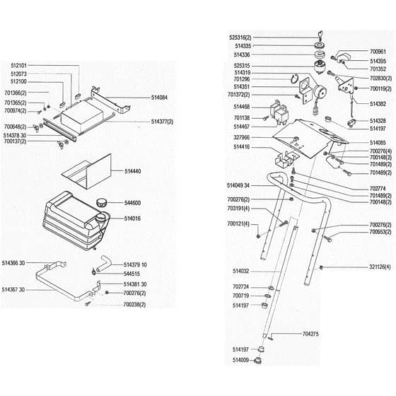 AL-KO Concord T12-85 - 110725 - Fuel Tank & Handles