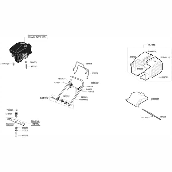 AL-KO Sunline 46 - 118558 - Main Body - Controls - Tine Sets: 10.2003 - 4.2004