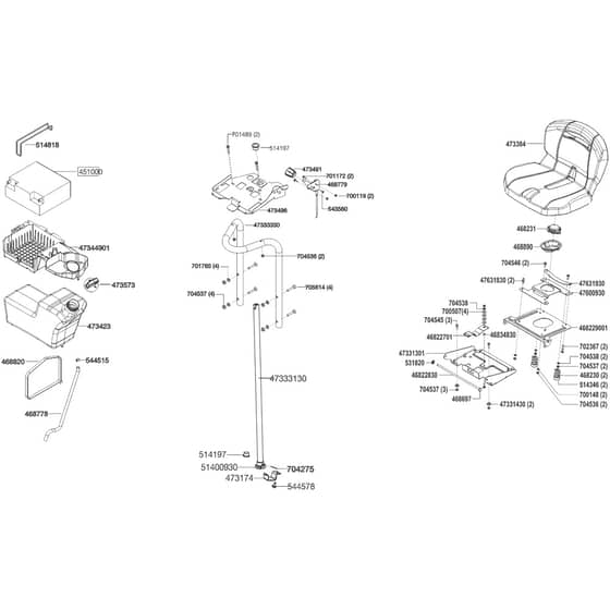 AL-KO T18-95.4 HD - 119348 - Seat Battery Steering & Fuel Tank: 9.2014 - 3.2016