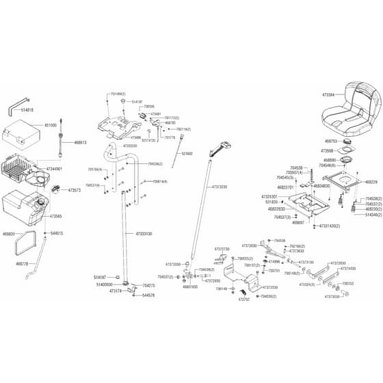 AL-KO T20-105.4 HDE Powerline - 119352 - Seat Battery Steering & Fuel Tank: 2.2014 - 9.2014