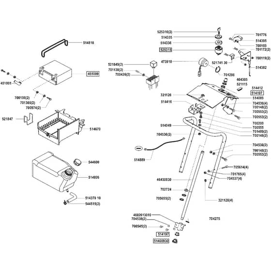 AL-KO T16-92 HD Edition - 119725 - Battery - Fuel Tank - Ignition - Steering Shaft