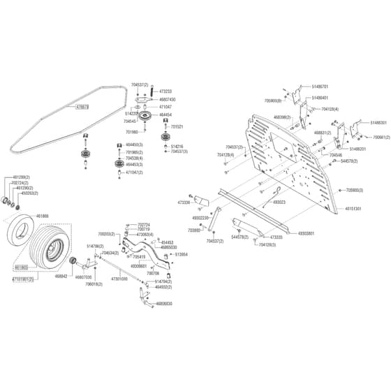 AL-KO Comfort T13-93.7 HD - 127416 - Front Axle - Transmission Belt - Rear Panel: 2.2019 - 6.2019