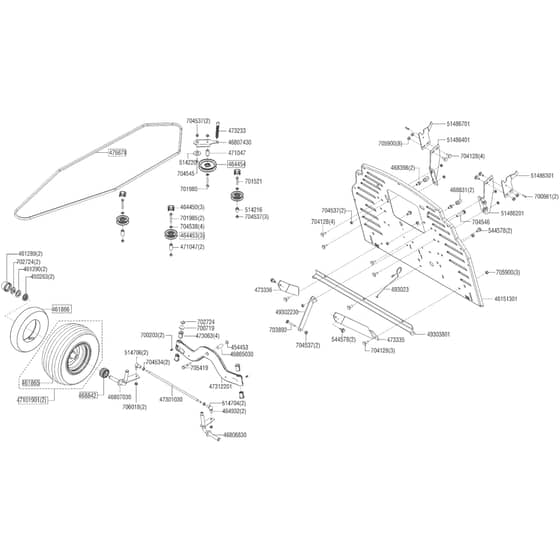 AL-KO Comfort T15-103.7 HD-A - 127418 - Front Axle - Transmission Belt - Rear Panel: 1.2018 - 4.2018