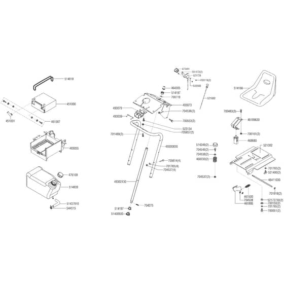 AL-KO Comfort T16-103.7 HD V2 - 127444 - Seat Battery Steering Fuel Tank: 2.2019 - 6.2019