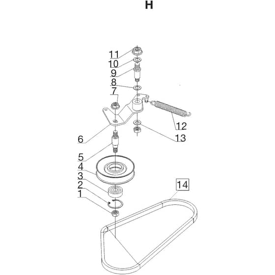 AL-KO R7-65 HD Hydrostatic Rider - 127487 - Transmission Belt - Tensioner: 8.2020 - 10.2022