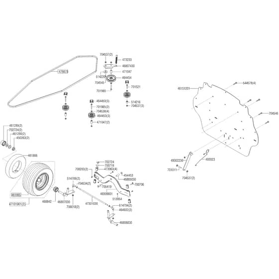 AL-KO Comfort T15-93.9 HDS-A - 127574 - Front Axle - Transmission Belt - Rear Panel: before 12.2019