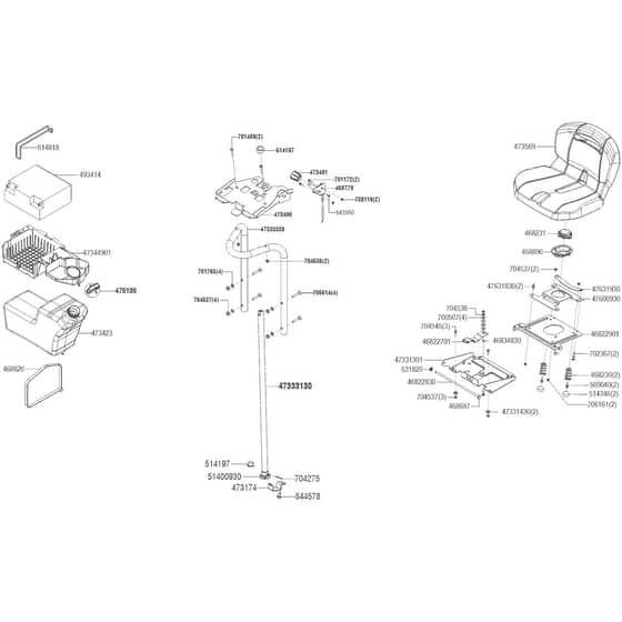 AL-KO Solo Premium T18-95 HD V2 - 127706 - Seat Battery Steering & Fuel Tank: 10.2023 - 3.2024