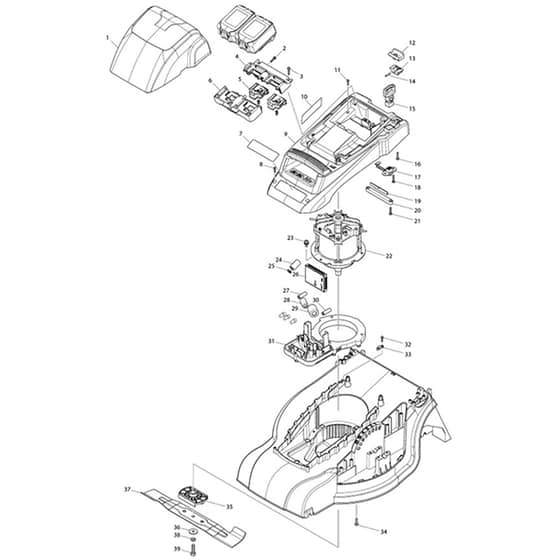 Makita AM-3738 - 380mm Cordless Lawn Mower - Power Tool 01 Diagram