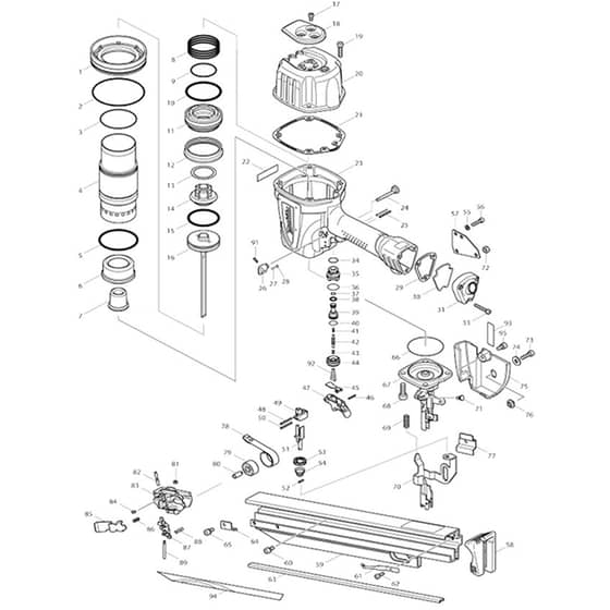 Makita AN923 - Framing Nailer (Round Head) - Power Tool Diagram