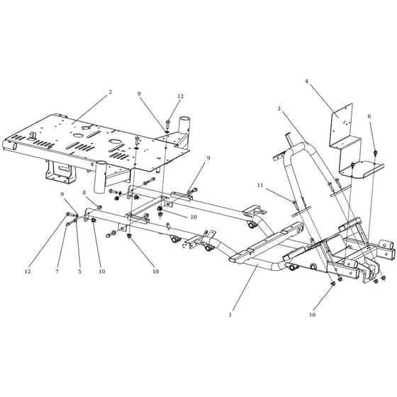 APACHE 92 4x4 EVO - 2020 - Oleo-Mac Ride On Mower Frame Diagram