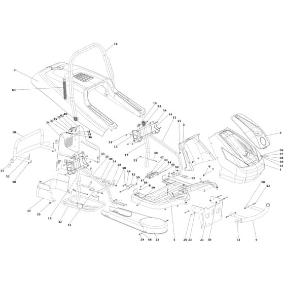 APACHE 92 4x4 EVO - 2024 - Oleo-Mac Ride On Mower Hood (1/2) Diagram