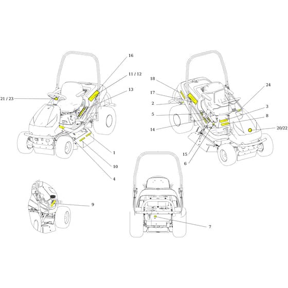 APACHE 92 EVO - 2019 - Oleo-Mac Ride On Mower Labels Diagram