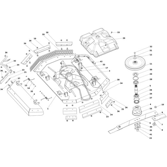 APACHE 92 EVO - 2023 - Oleo-Mac Ride On Mower Mowing Deck Diagram