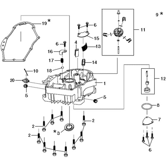 APACHE 92 EVO 4x4 (K2400AVD V-TWIN-EURO5) - 2022 - Oleo-Mac Ride On Mower Crankcase cover Diagram