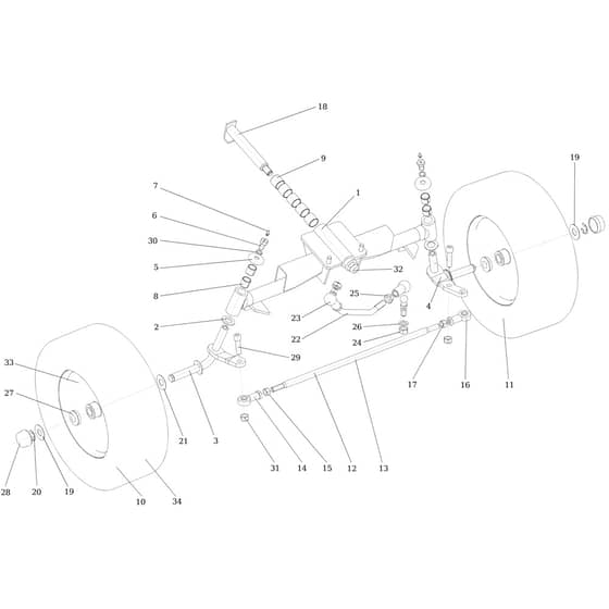 APACHE 92 EVO (K2400AVD V-TWIN) - 2017 - Oleo-Mac Ride On Mower Front axle Diagram