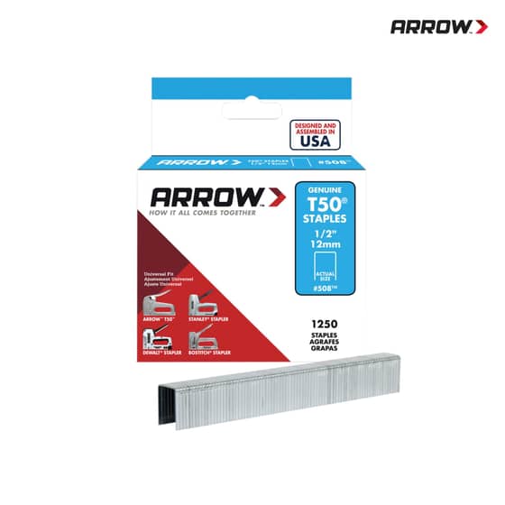 Arrow T50 Staples 12mm (1/2in) Box 1250 - A50824