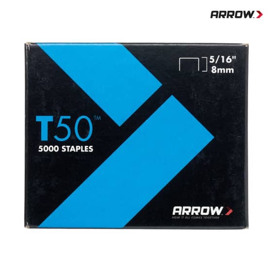Arrow T50 Staples 8mm (5/16in) Pack 5000 (4 x 1250) - A505