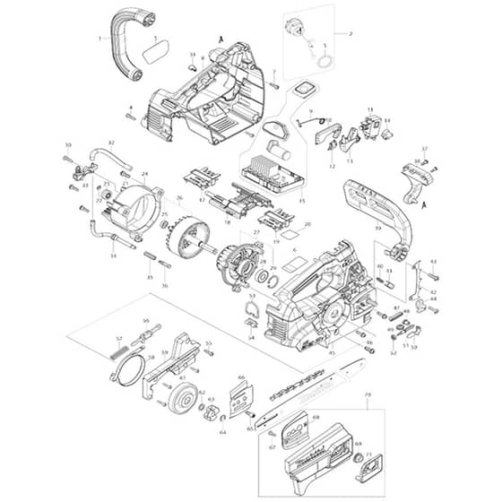 Makita AS4030 - 300mm Cordless Chain Saw - Power Tool Diagram