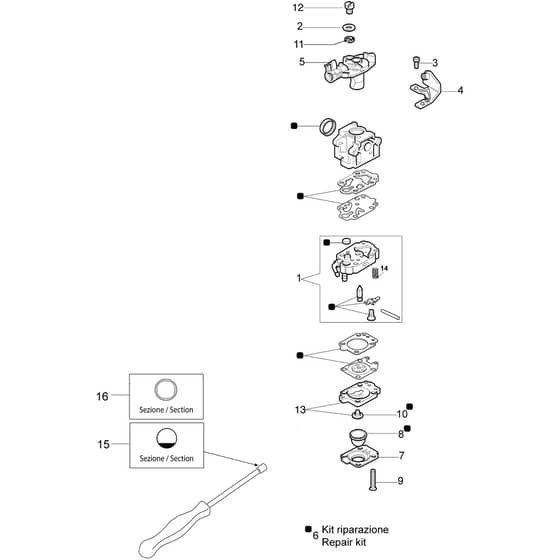 AT 2063 -  - Efco Mistblower Carburettor WYK-176A Diagram