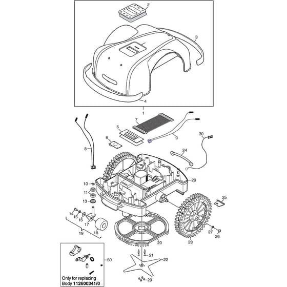 Autoclip 125 - 2013-2014 - 26-8143-11 - Stiga Robot Mower Wheels Blade Body Works Diagram