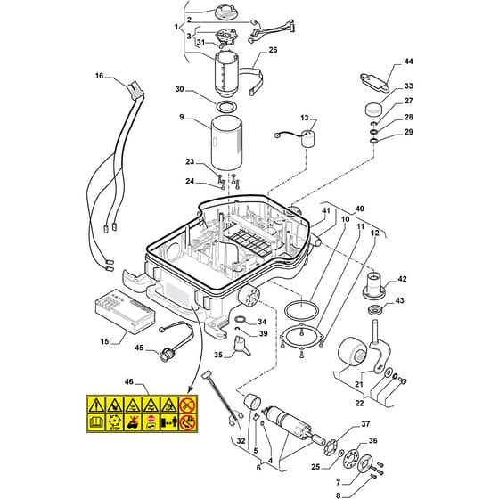 Autoclip 221 - 2017 - 2R2001008/J17 - Stiga Robot Mower Motor Transmission Diagram