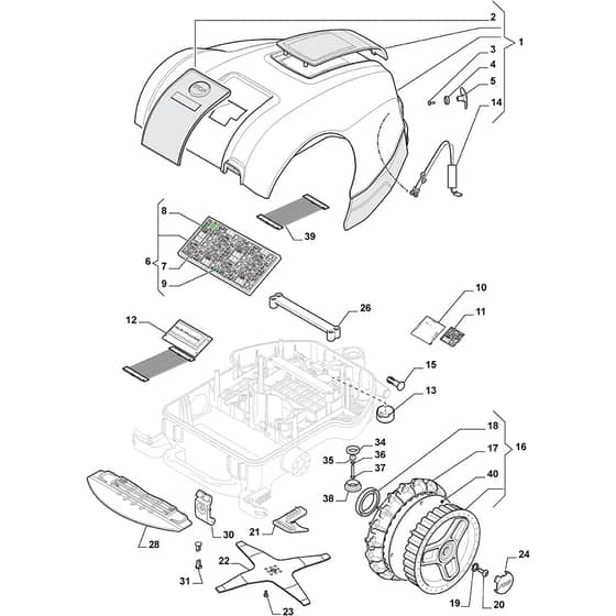 Autoclip 228 S - 2016 - 2R2005058/S16 - Stiga Robot Mower Wheels Blade Body Works Diagram