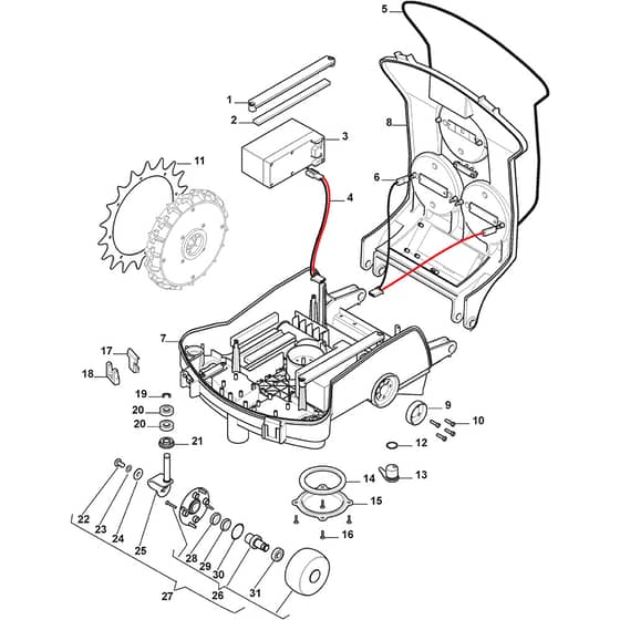 Autoclip 524 S - 2015-2016 - 2R5005058/ST15 - Stiga Robot Mower Wheels, Battery Diagram