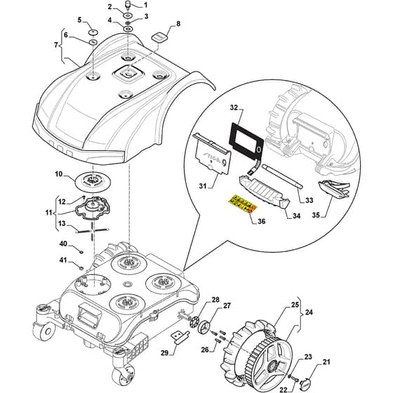Autoclip 550 SG - 2018-2021 - 2R5007658/ST1 - Stiga Robot Mower Wheels Bodywork Diagram