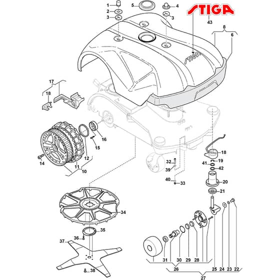 Autoclip 720 S - 2017 - 2R7007058/S17 - Stiga Robot Mower Wheels Blade Body Works Diagram