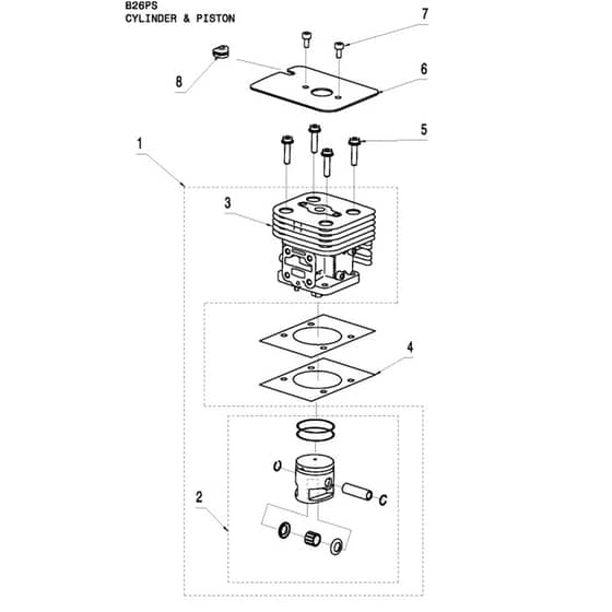 McCulloch B26 PS - 2014-02 - Cylinder Piston Parts Diagram
