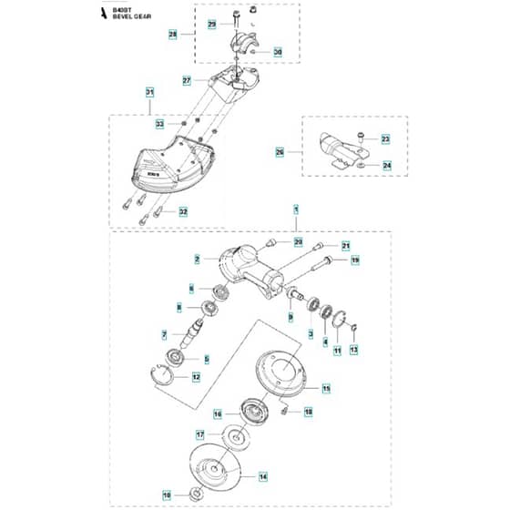 McCulloch B40 BT - 2013-02 - Bevel Gear Parts Diagram