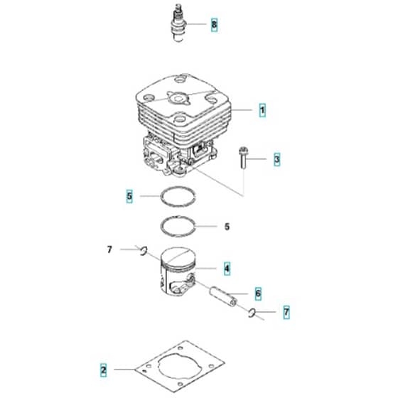 McCulloch B40 BT - 2013-02 - Cylinder Piston Parts Diagram
