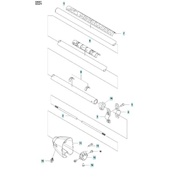 McCulloch B40 BT - 2013-02 - Shaft Parts Diagram