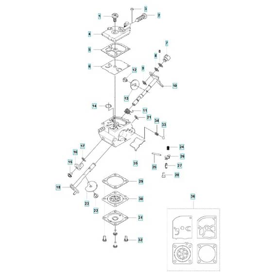 McCulloch B40 BT - 2017-01 - Carburettor Parts Diagram