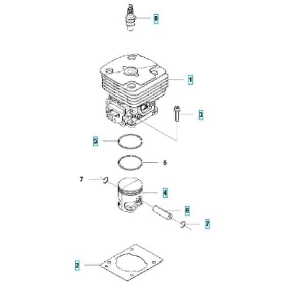 McCulloch B40 BT - 2017-01 - Cylinder Piston Parts Diagram