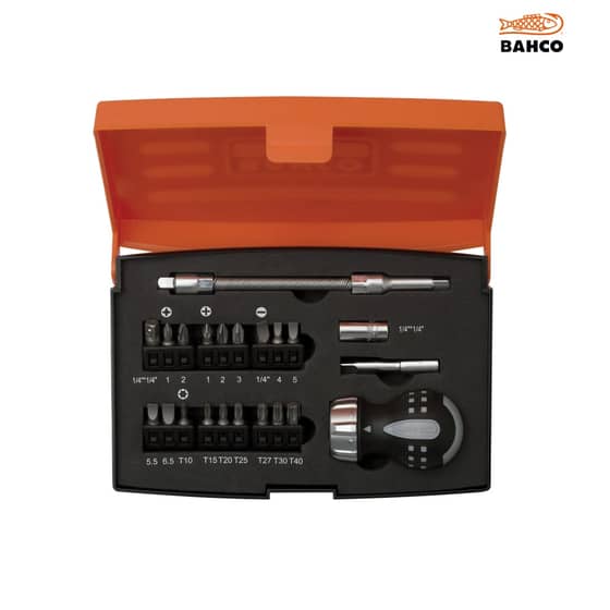 Bahco 808050S-22 Stubby Ratchet Screwdriver Set of 22 - 808050S-22