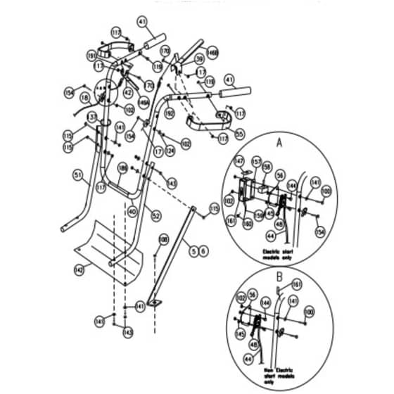 Billy Goat BC2403IC - High Weed and Brush Mower Handlebar Diagram