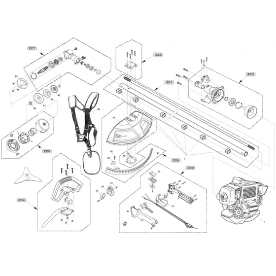Cobra BC350KB - Loop Handle Straight Shaft Main Diagram