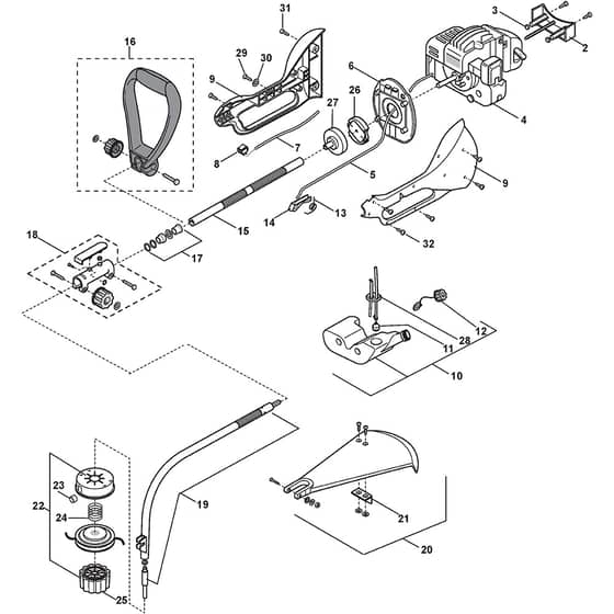 BC 210 CX - 2007 - 182010008 - Castel Garden Trimmer Handle Transmission Diagram