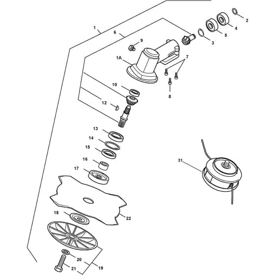 BC 390 D - 2004 - 284021001/X - Castel Garden Brushcutter Gear Case Diagram