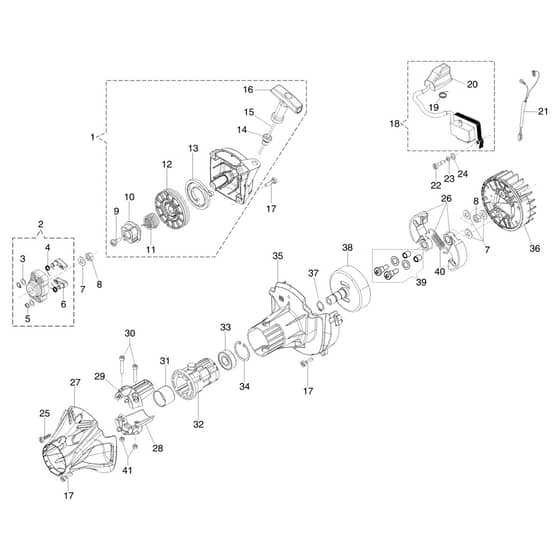 BC 400 S - Oleo-Mac Brushcutter Starter assy and clutch Diagram