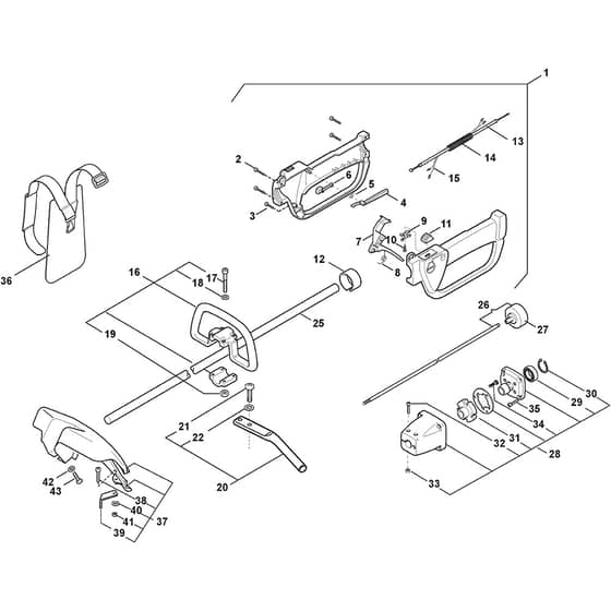BC 430 - 2001-2002 - 184600D - Castel Garden Brushcutter Handle Transmission Diagram
