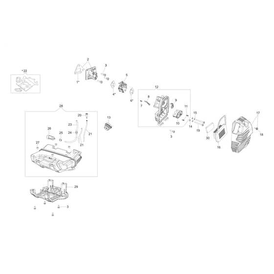 BC 540 S - Oleo-Mac Brushcutter Tank and air filter Diagram
