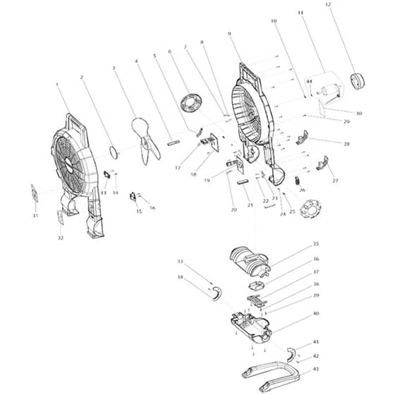Makita BCF201 - Cordless Fan - Power Tool Diagram