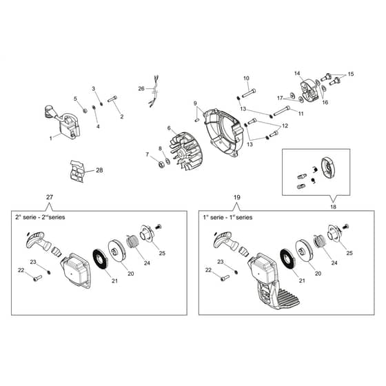 BCH 250 D - Oleo-Mac Multi Function Tool Starter assy and clutch Diagram