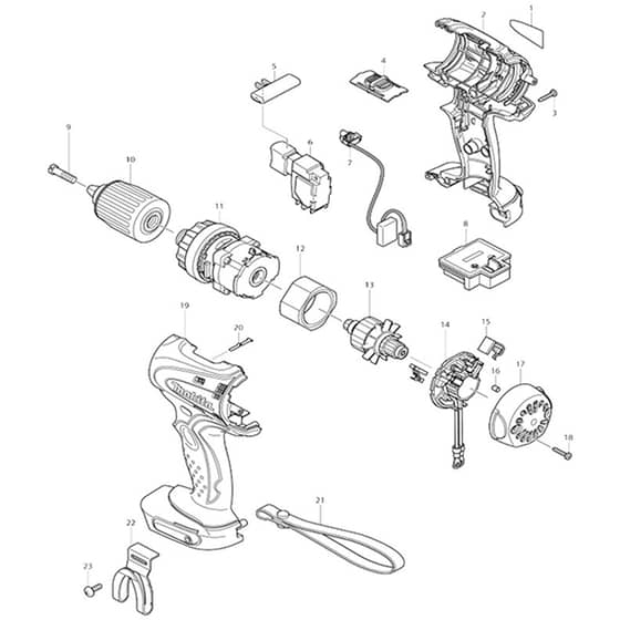 Makita BDF440 - Cordless Driver Drill 13mm - Power Tool Diagram
