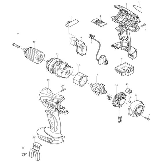 Makita BDF450 - Cordless Driver Drill 13mm - Power Tool Diagram