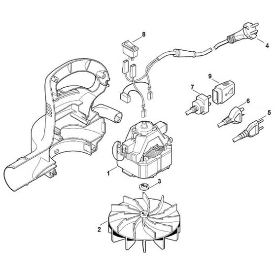 Viking BE600 Plus - Electric Motor - Parts Diagram